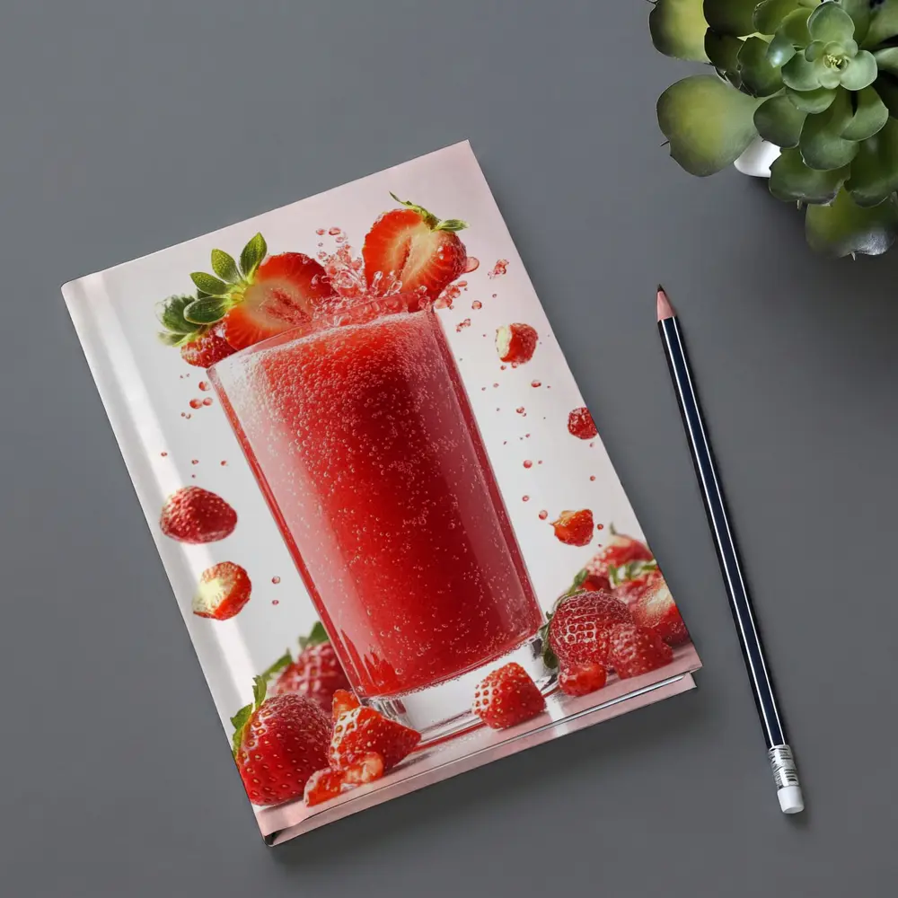 Fresh Strawberry Juice Glass Red Background – Notebooks