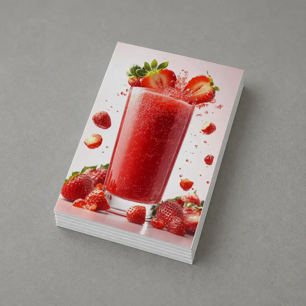 Fresh Strawberry Juice Glass Red Background – Postcards