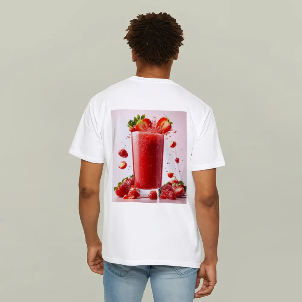 Fresh Strawberry Juice Glass Red Background – T-Shirts