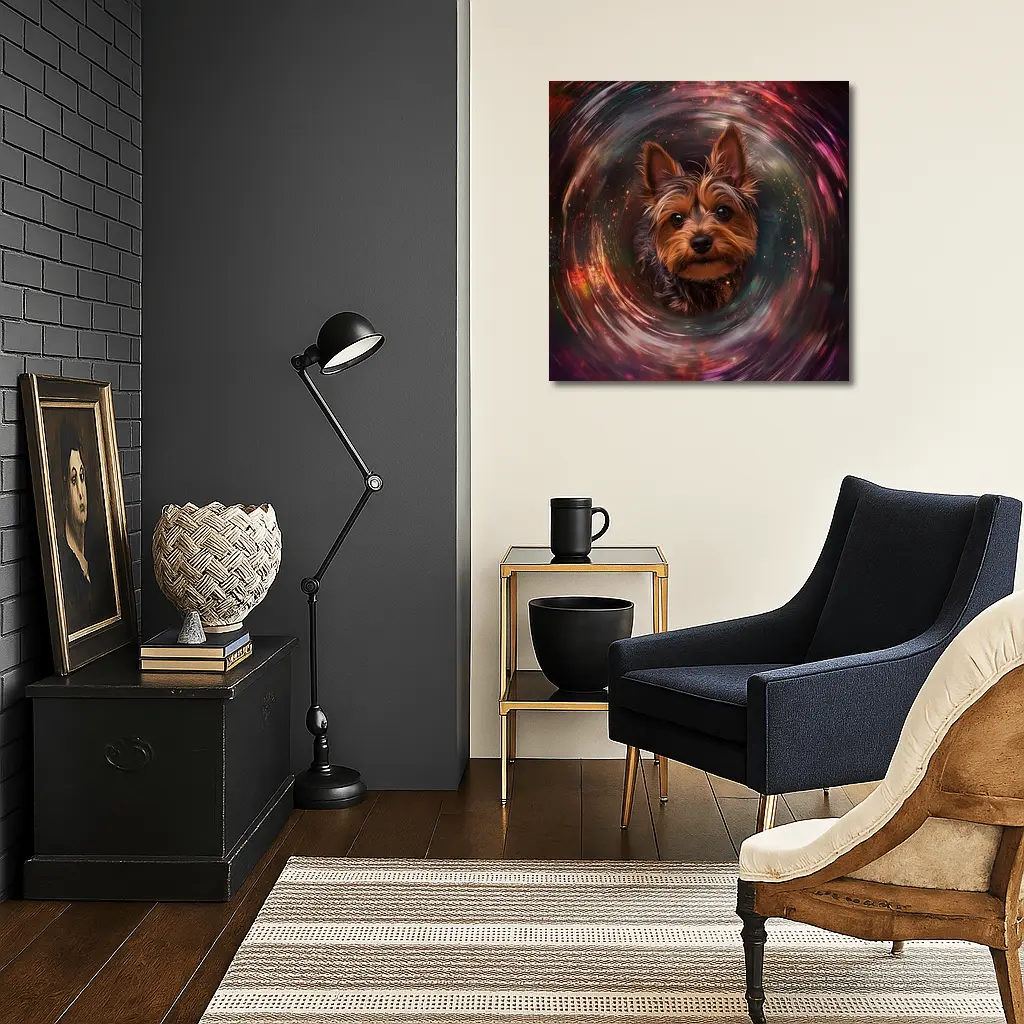 Yorkshire Terrier Swirling Cosmic Galaxy Portrait – Wall Art