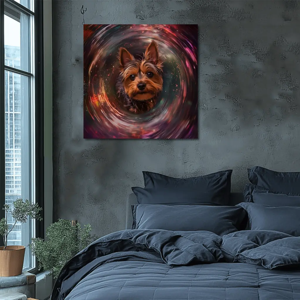 Yorkshire Terrier Swirling Cosmic Galaxy Portrait – Wall Art