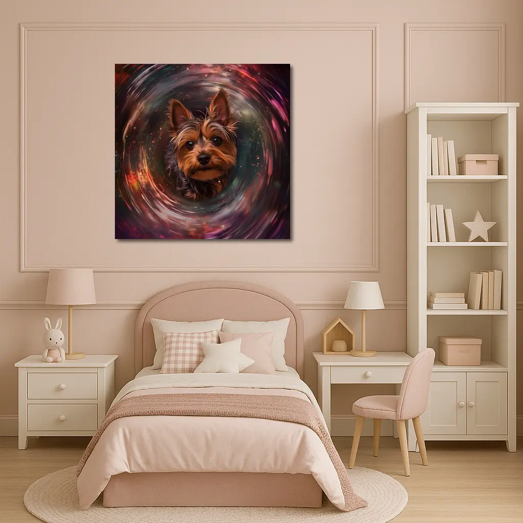 Yorkshire Terrier Swirling Cosmic Galaxy Portrait – Wall Art