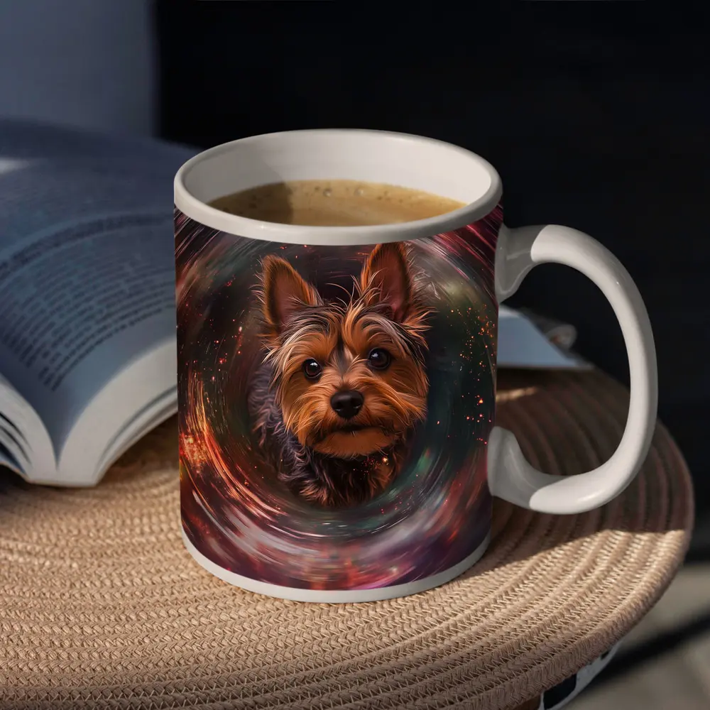 Yorkshire Terrier Swirling Cosmic Galaxy Portrait – Mugs