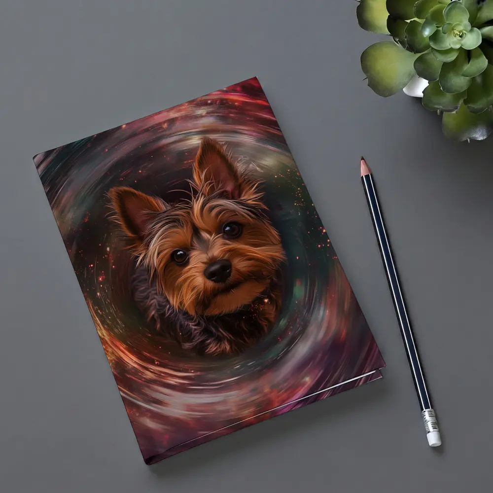Yorkshire Terrier Swirling Cosmic Galaxy Portrait – Notebooks