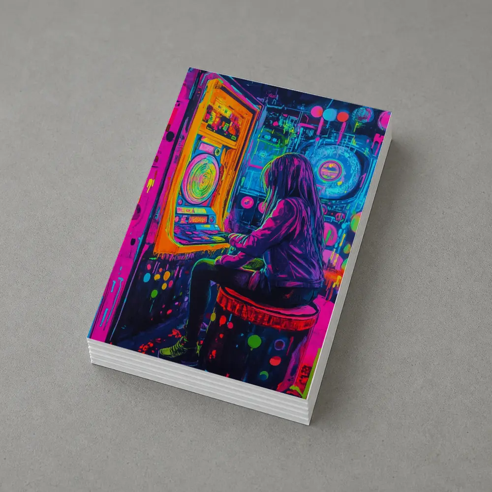 Neon Girl Playing Arcade Game Graffiti Art – Postcards