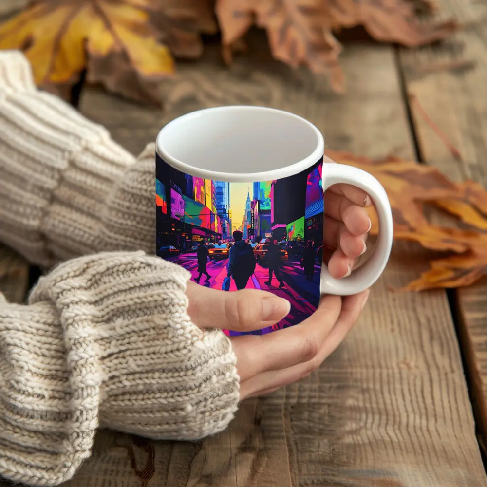 Neon Pop Art New York City Street – Mugs