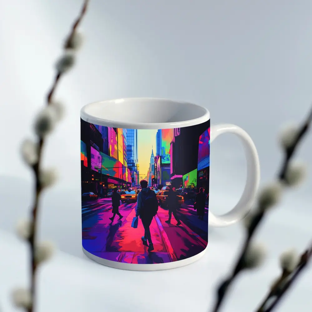 Neon Pop Art New York City Street – Mugs