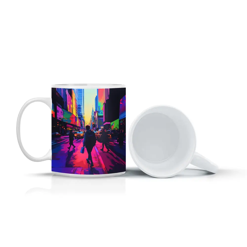 Neon Pop Art New York City Street – Mugs