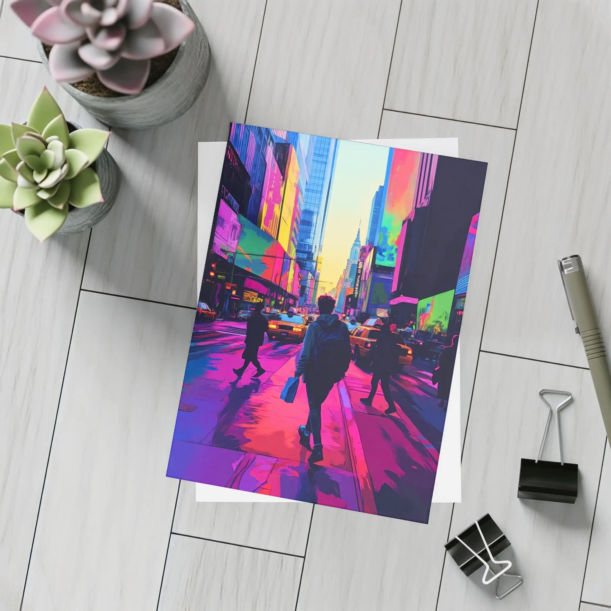 Neon Pop Art New York City Street – Postcards