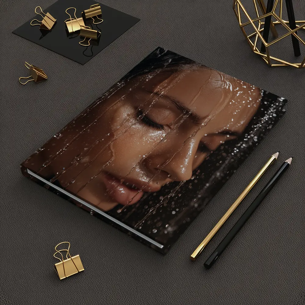 Woman Face Wet Water Drops Close Up – Notebooks