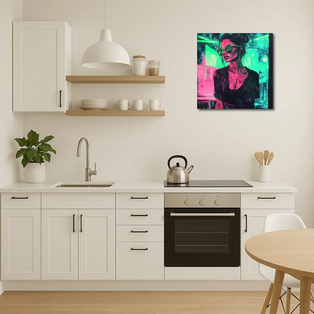 Neon City Night Woman Sunglasses Art – Wall Art