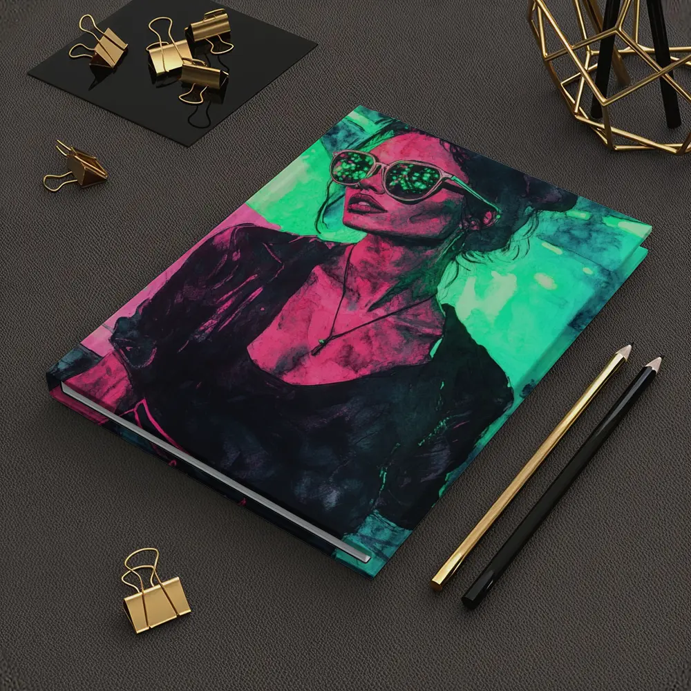 Neon City Night Woman Sunglasses Art – Notebooks