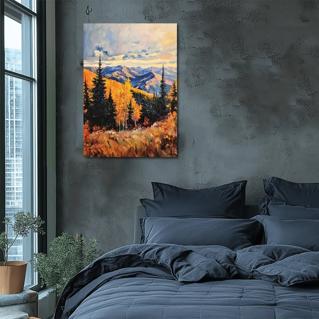 Autumn Mountain Forest Impressionist Oil Painting – Wall Art