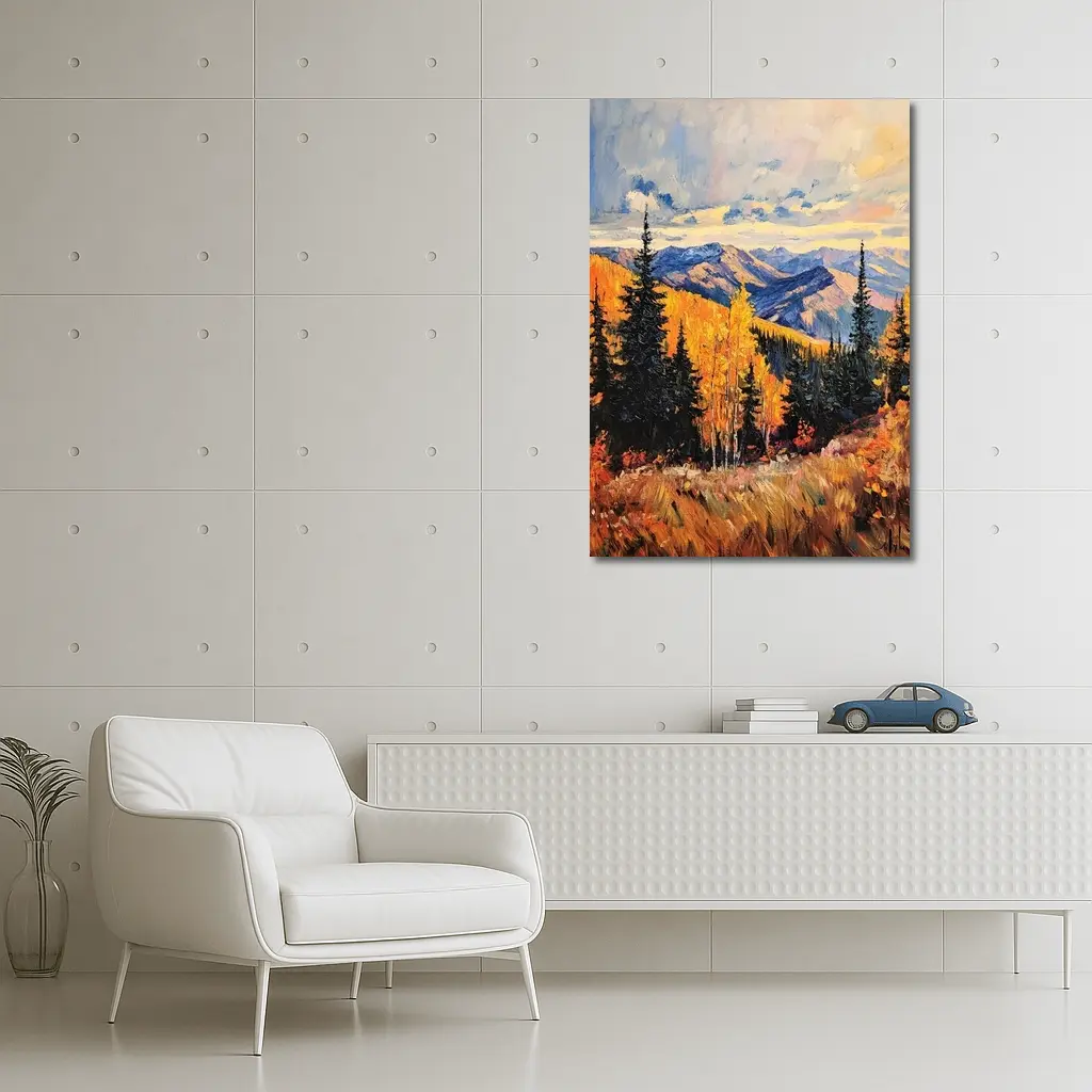 Autumn Mountain Forest Impressionist Oil Painting – Wall Art