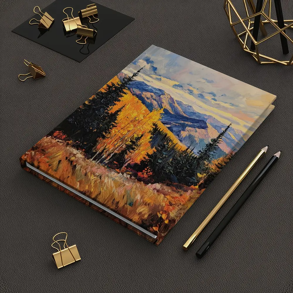 Autumn Mountain Forest Impressionist Oil Painting – Notebooks