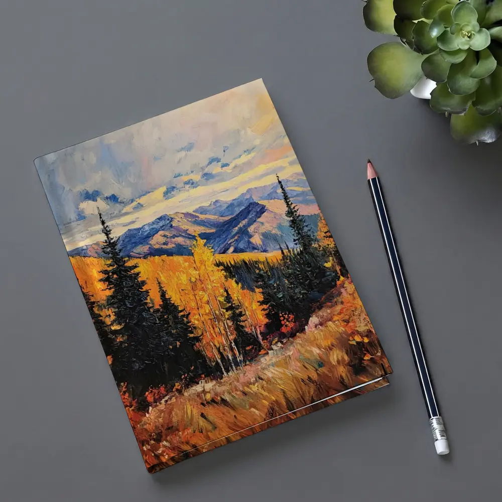 Autumn Mountain Forest Impressionist Oil Painting – Notebooks