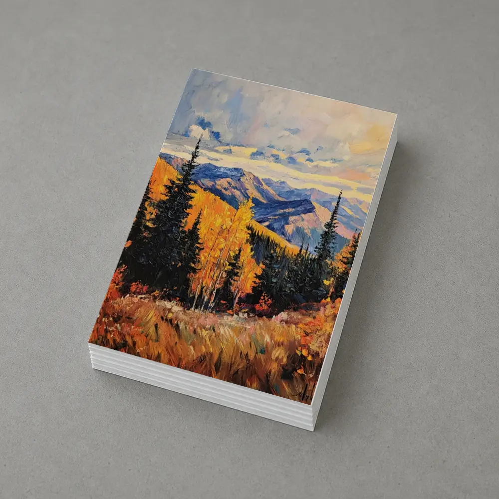 Autumn Mountain Forest Impressionist Oil Painting – Postcards