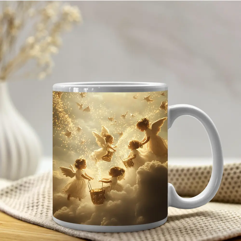 Angel Children Flying Among Golden Clouds – Mugs
