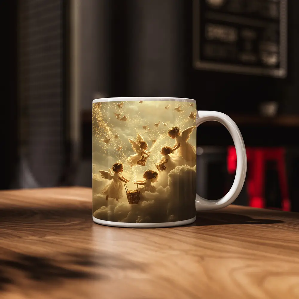 Angel Children Flying Among Golden Clouds – Mugs