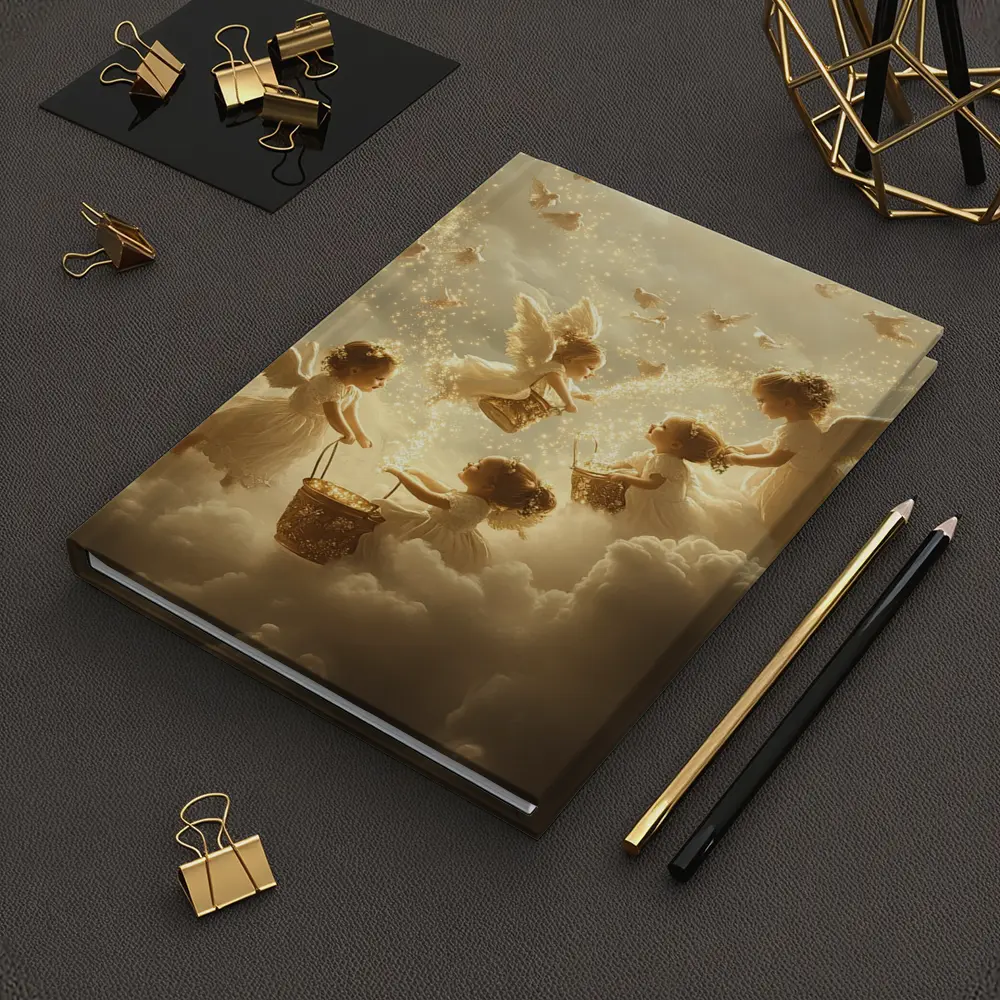 Angel Children Flying Among Golden Clouds – Notebooks