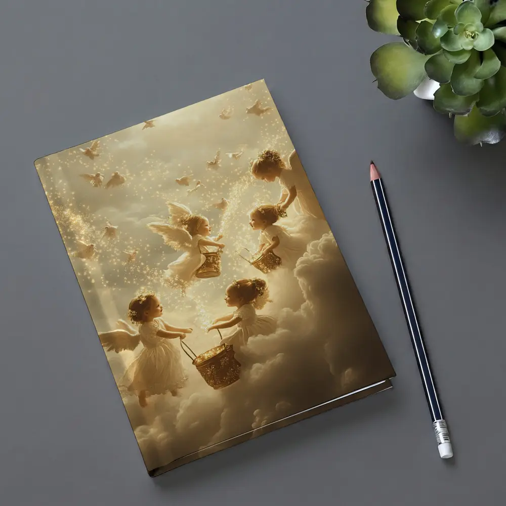Angel Children Flying Among Golden Clouds – Notebooks