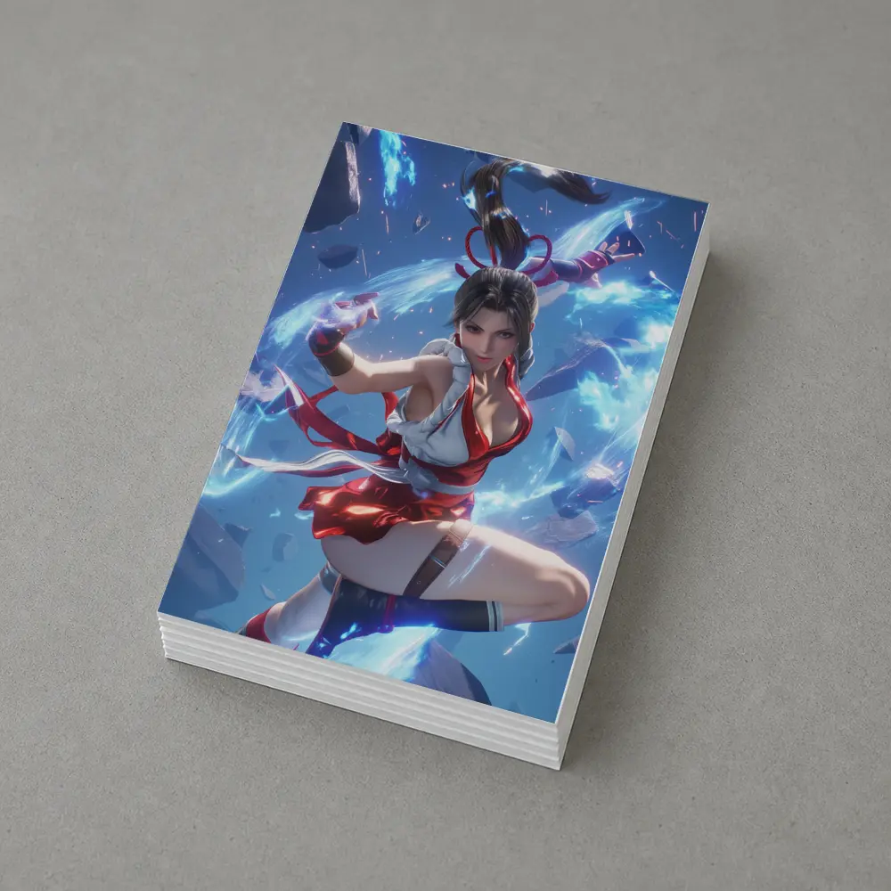 Anime Fighter Girl Blue Energy Battle – Postcards