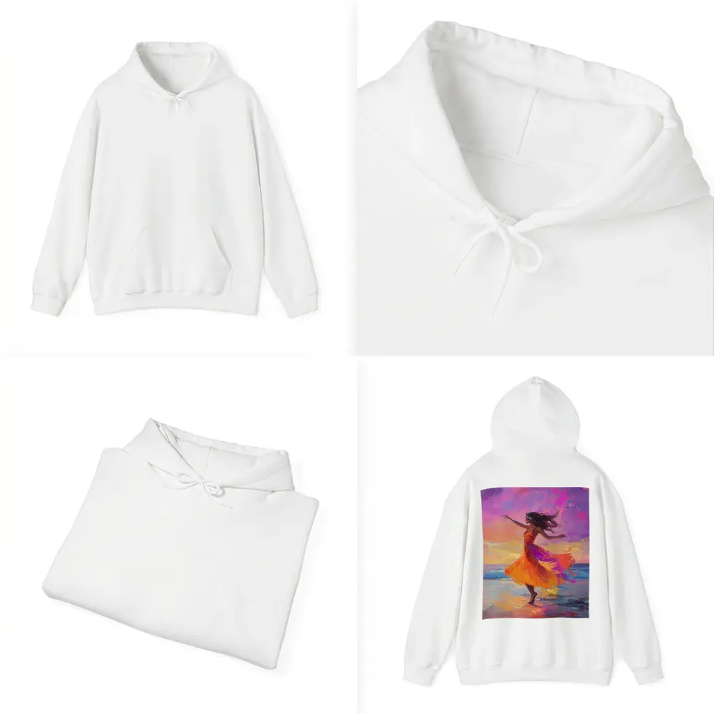 Dancing Woman Beach Sunset Oil Painting – Hoodies