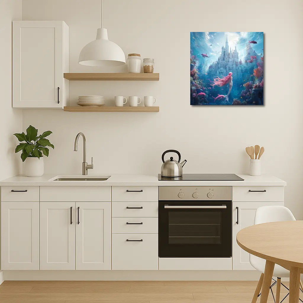 Mermaid Underwater Castle Fantasy Ocean Scene – Wall Art
