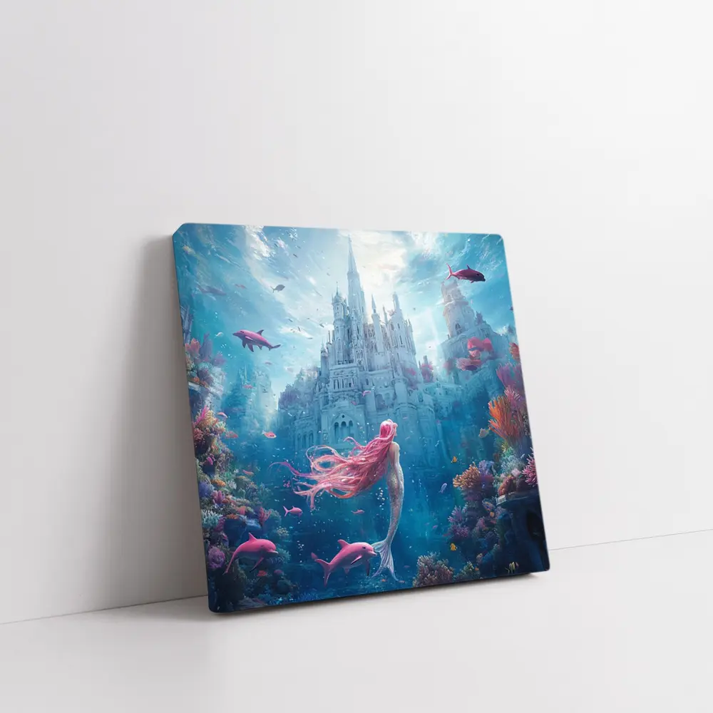 Mermaid Underwater Castle Fantasy Ocean Scene – Wall Art