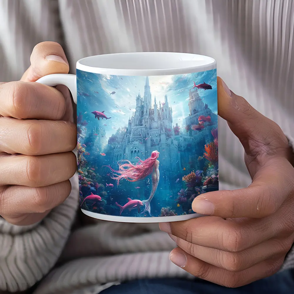 Mermaid Underwater Castle Fantasy Ocean Scene – Mugs