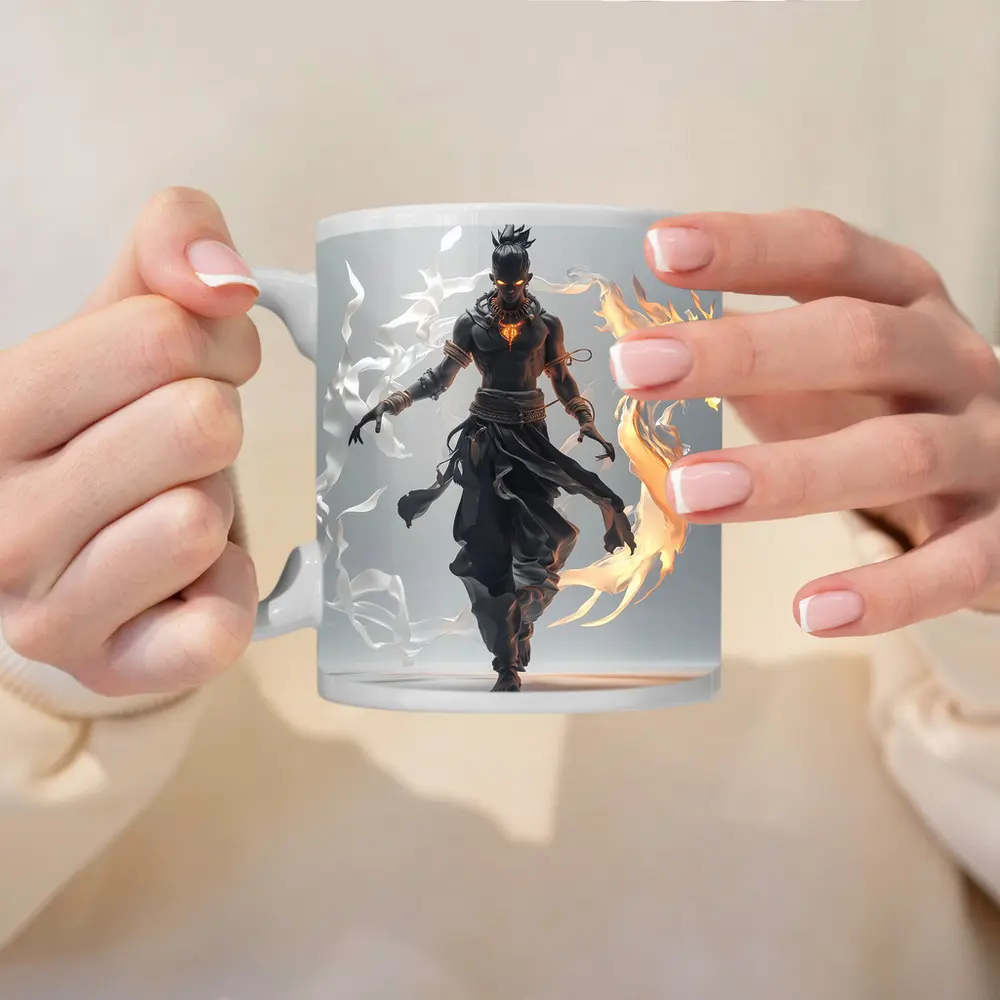 Dark Warrior Fire Dragon Fantasy Art – Mugs