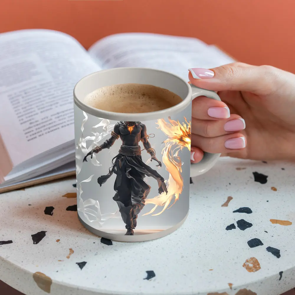 Dark Warrior Fire Dragon Fantasy Art – Mugs