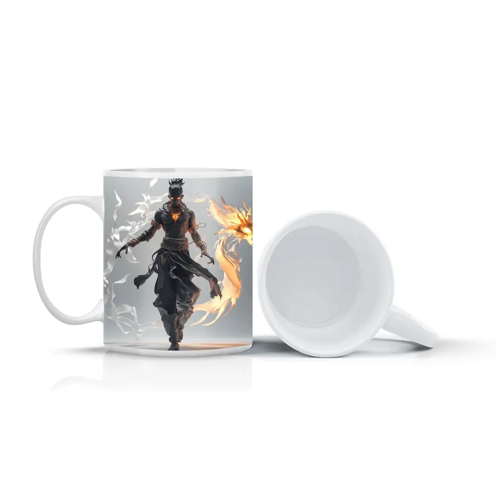 Dark Warrior Fire Dragon Fantasy Art – Mugs