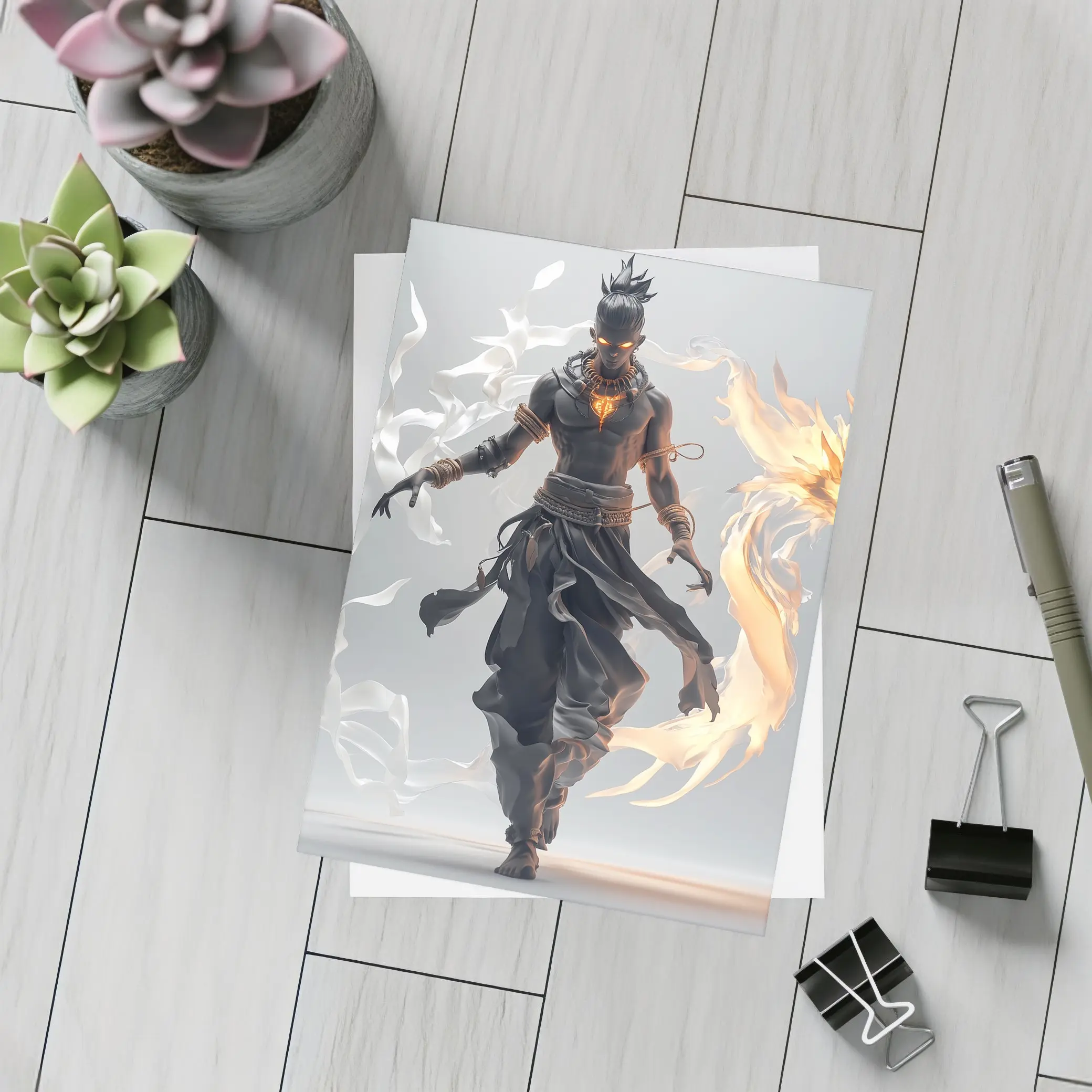 Dark Warrior Fire Dragon Fantasy Art – Postcards