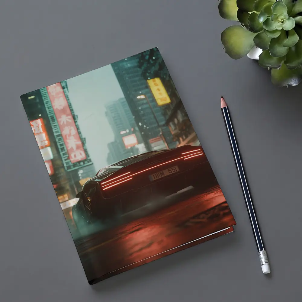 Porsche City Night Neon Rain Street – Notebooks