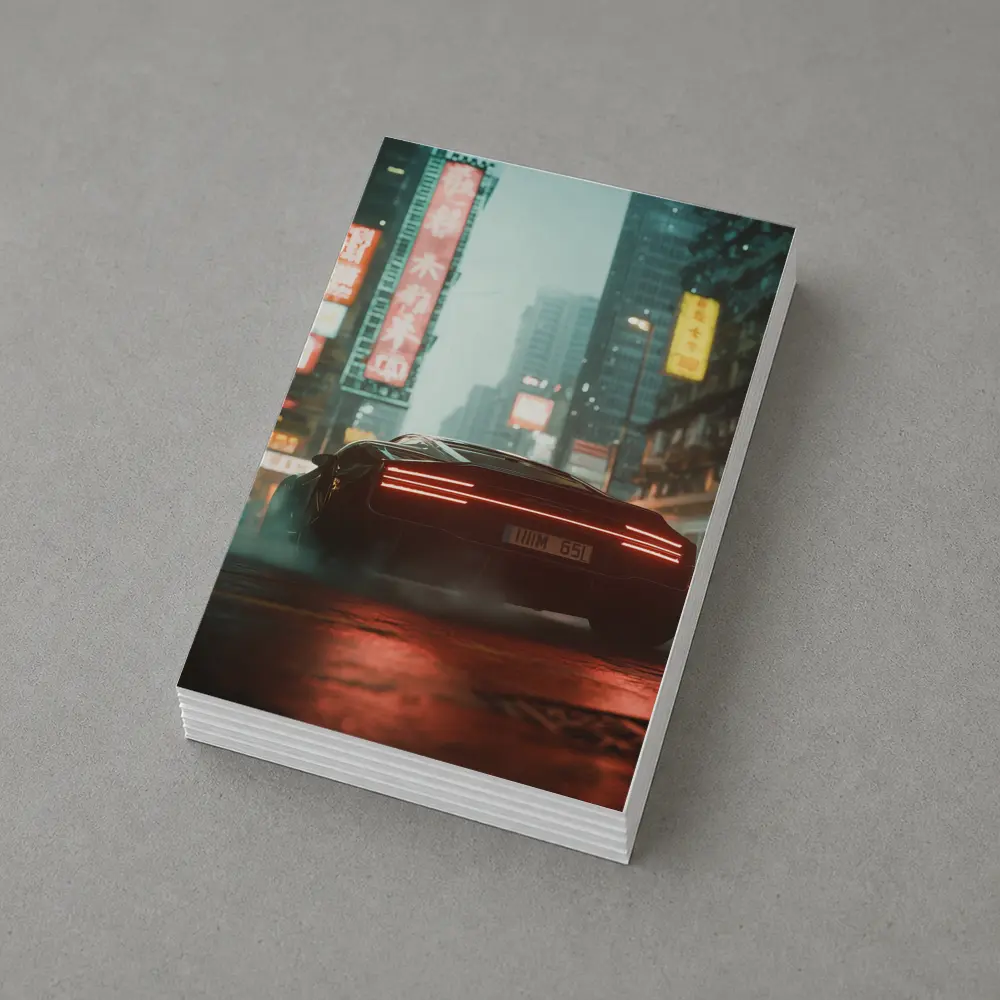 Porsche City Night Neon Rain Street – Postcards