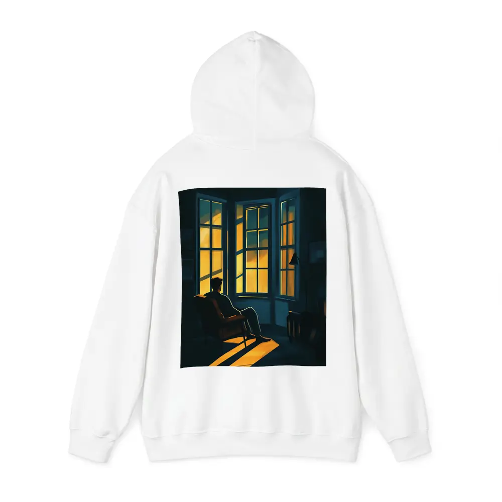 Man Sitting Alone By Golden Window – Hoodies