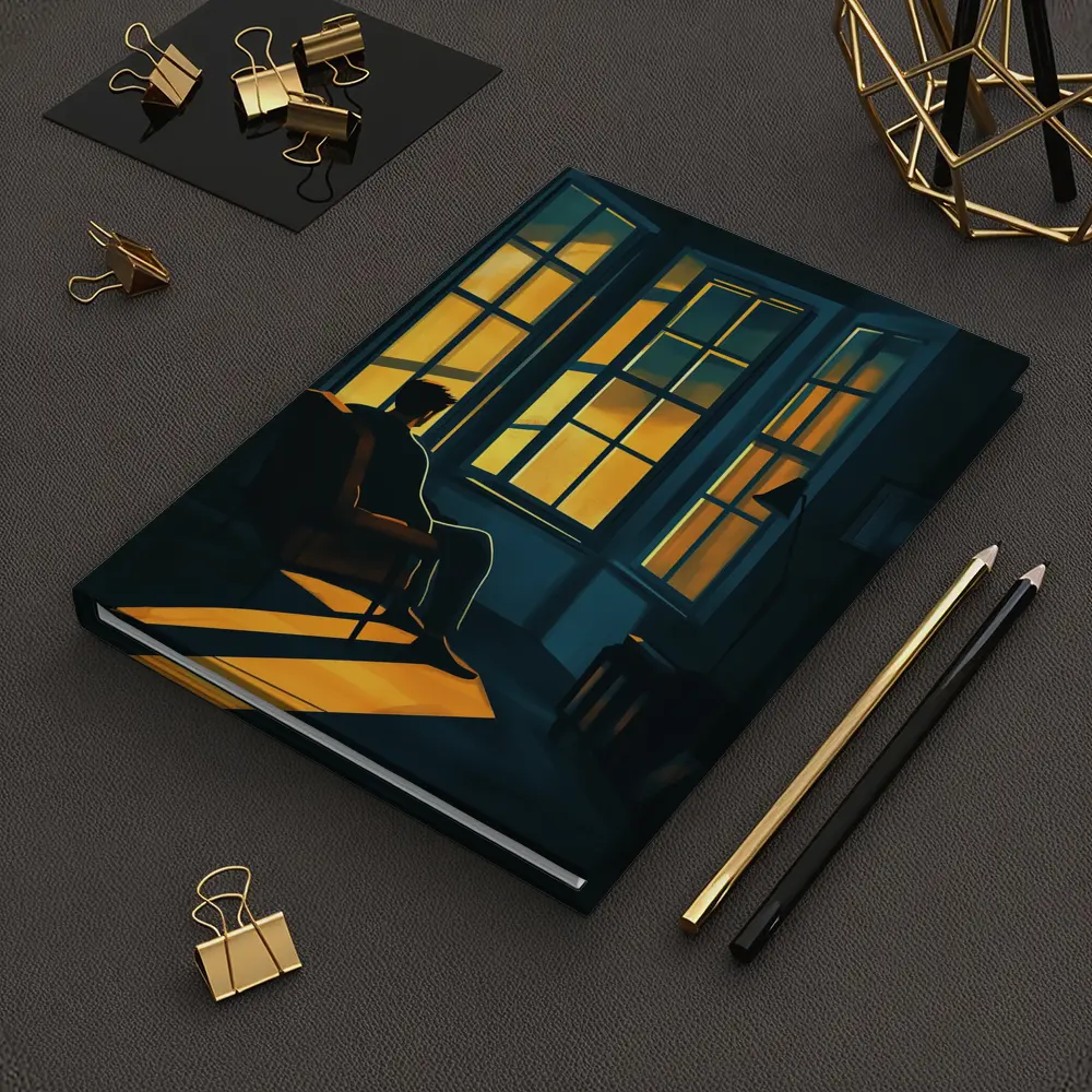 Man Sitting Alone By Golden Window – Notebooks