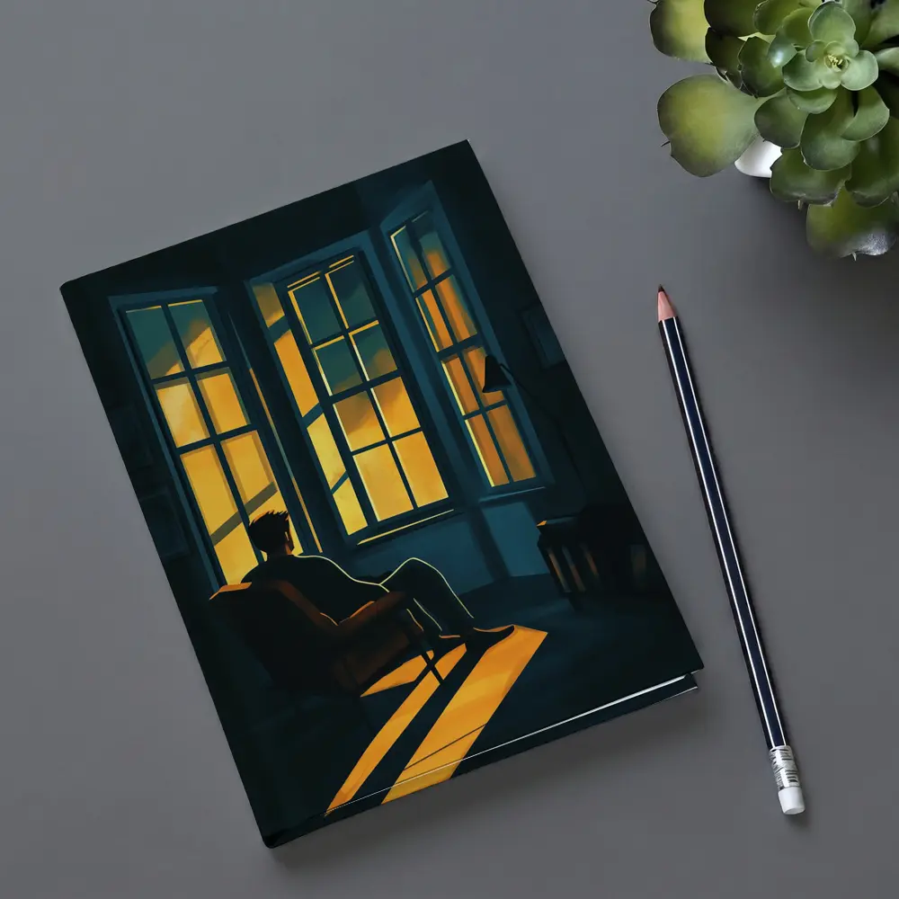 Man Sitting Alone By Golden Window – Notebooks