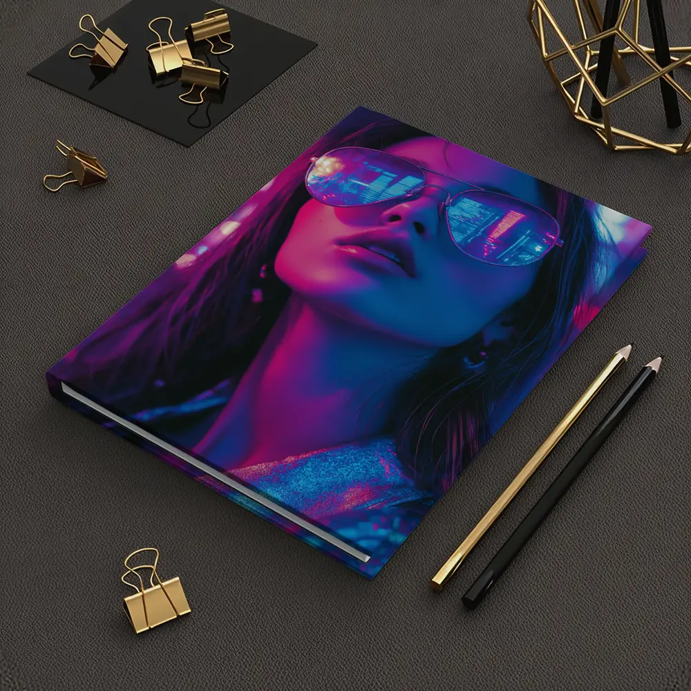Woman Neon City Lights Cyberpunk Style – Notebooks
