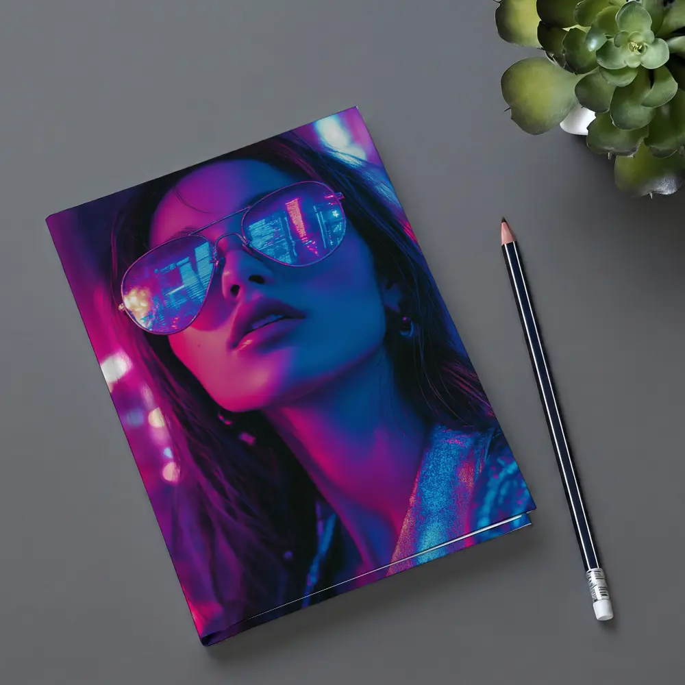 Woman Neon City Lights Cyberpunk Style – Notebooks