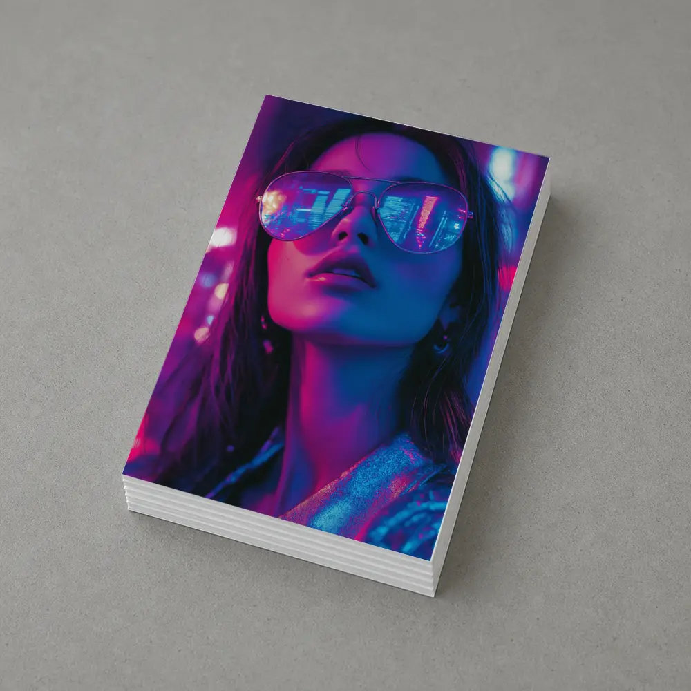 Woman Neon City Lights Cyberpunk Style – Postcards