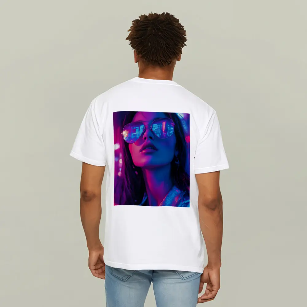 Woman Neon City Lights Cyberpunk Style – T-Shirts