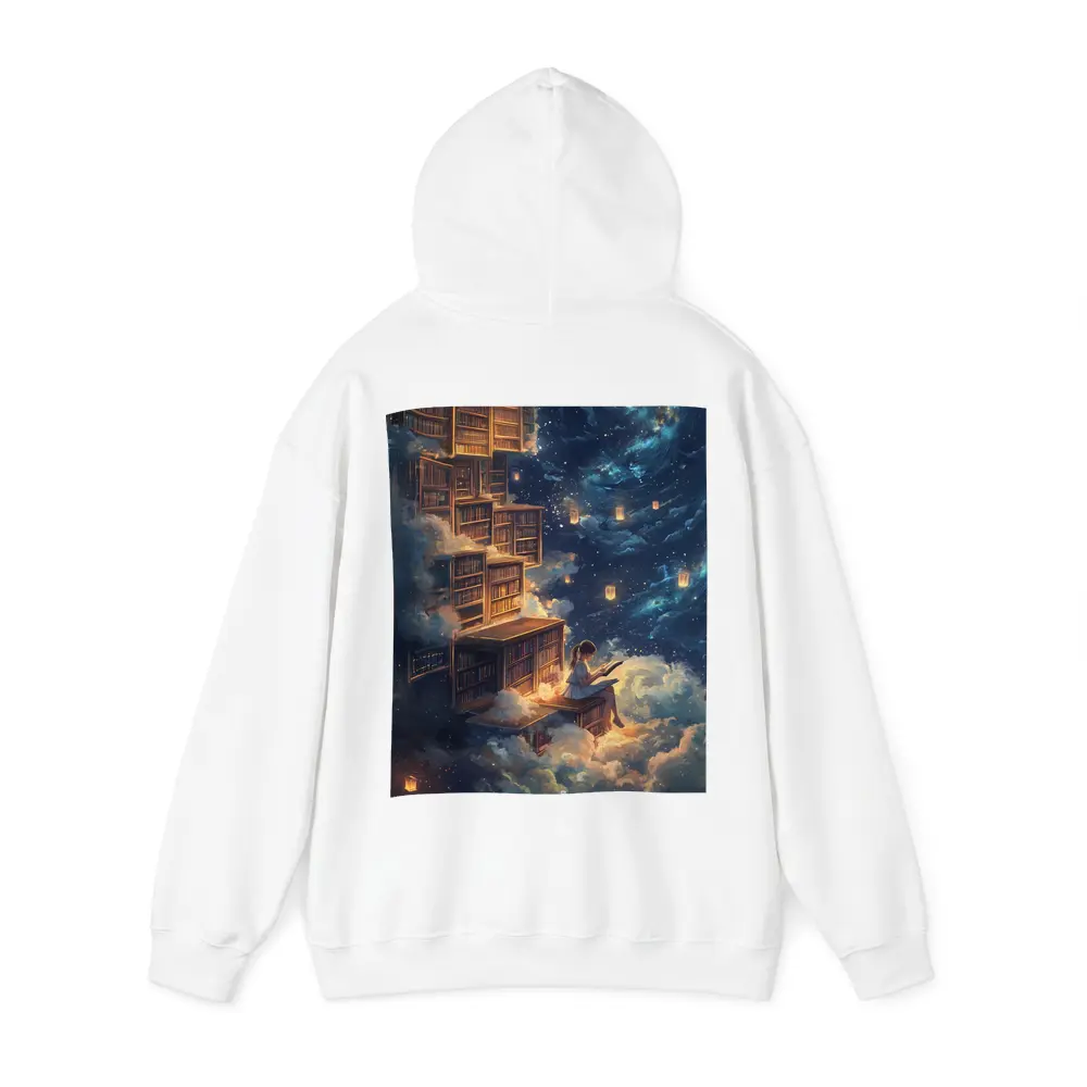 Girl Reading Book Floating Cloud Library Night – Hoodies