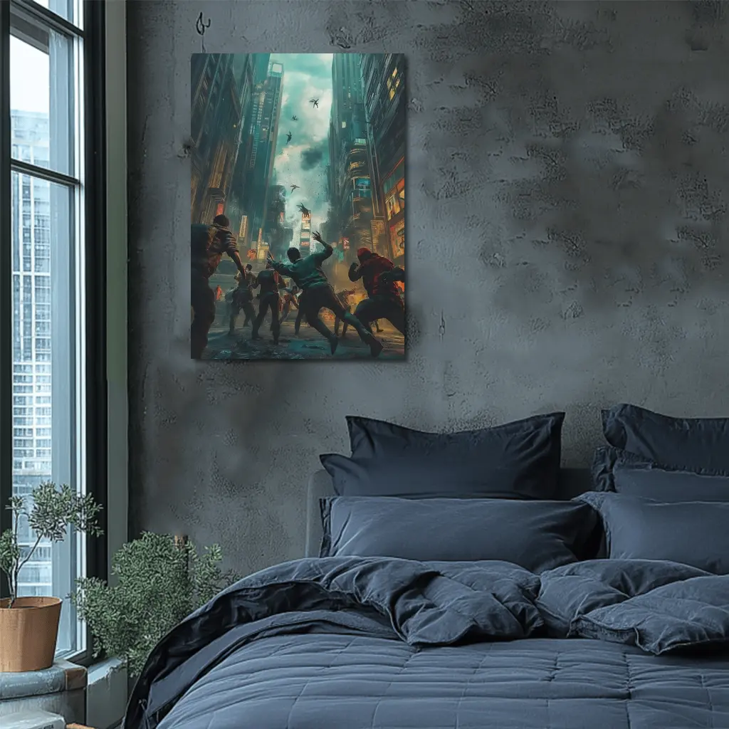 Zombie Apocalypse Urban City Street Battle – Wall Art