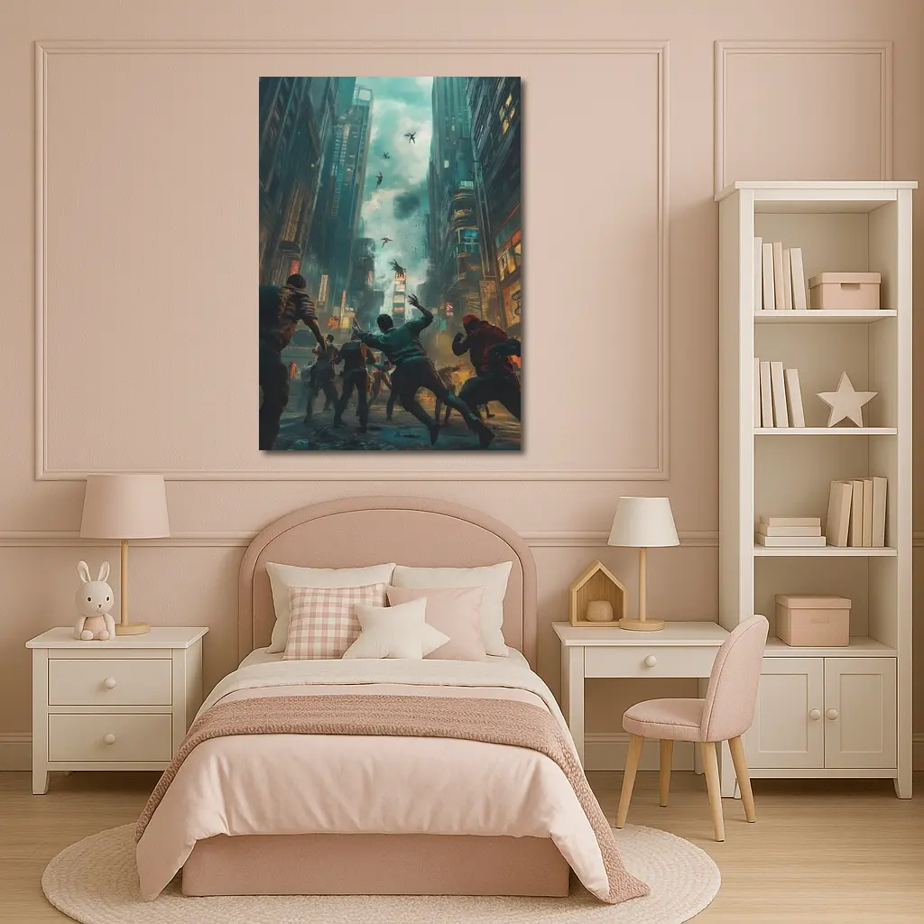 Zombie Apocalypse Urban City Street Battle – Wall Art
