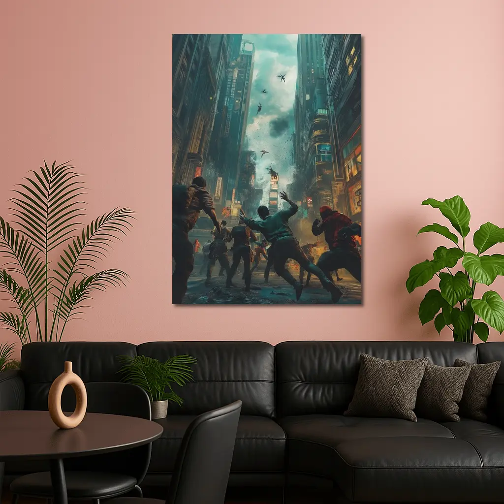 Zombie Apocalypse Urban City Street Battle – Wall Art