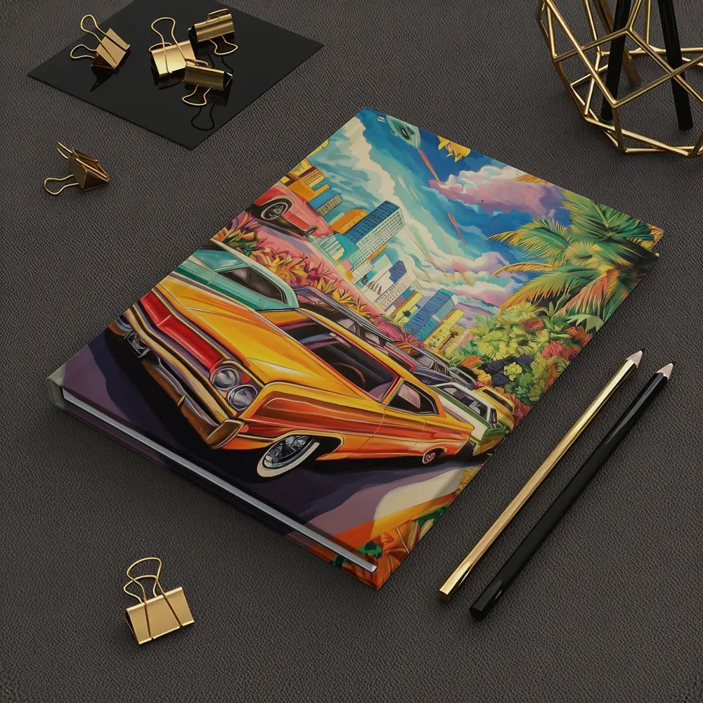 Retro Classic Cars Tropical City Pop Art – Notebooks