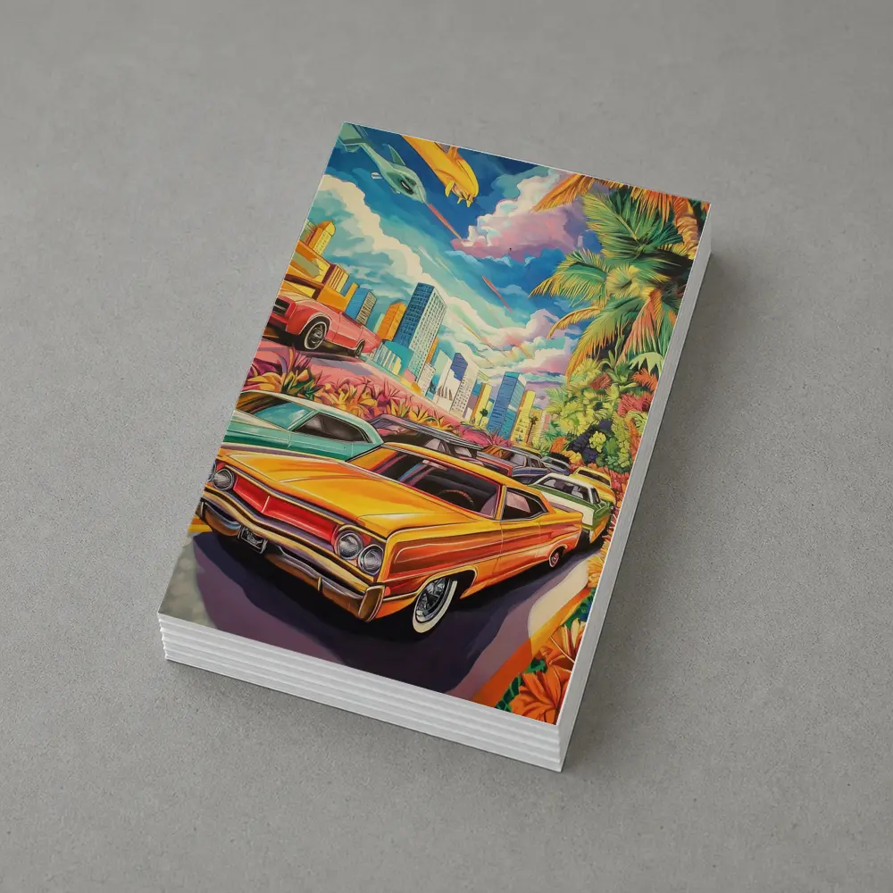 Retro Classic Cars Tropical City Pop Art – Postcards