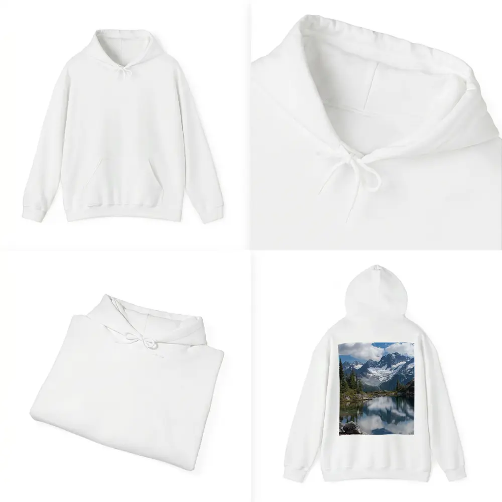 Alpine Lake Reflecting Snow Capped Mountains – Hoodies